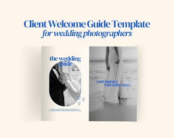 Guida di benvenuto per i clienti della fotografia di matrimonio: modello Canva Beachy Modern (download PDF, 52 pagine)