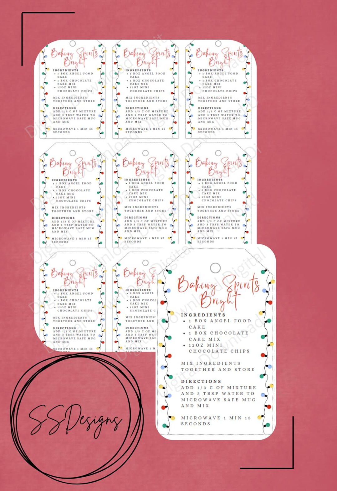 Baking Gift Tag Template, Baking Spirits Bright, Baking Gift Tag, Staff ...