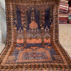 3 x 4 ft Antiker Gebetsteppich, Erstaunlicher Natürlicher Handgefertigter Gebetsteppich, Einzigartiger Gebetsteppich, Islamischer Gebetsteppich Vintage Afghanischer Gebetsteppich.