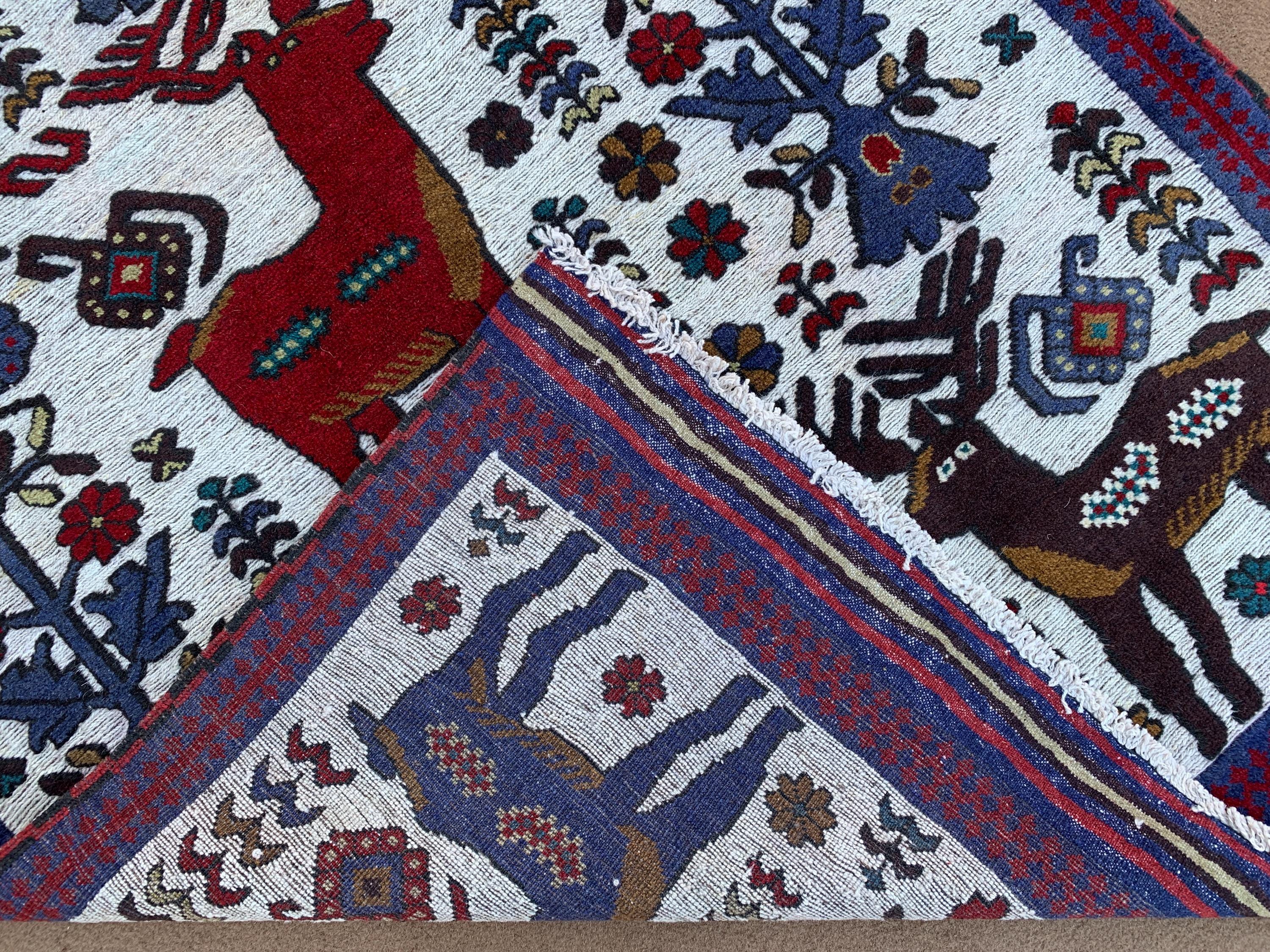 khamse rug & animal trapping２枚　専用ページ！ Animal Hunting Rug Pictorial Barjasta Kilim Rug, Afghan
