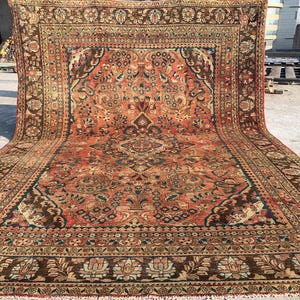 1940s Antique Rug 10x13 Handmade Afghan Wool Rug, Caucasian design Rug Large Vintage Rug Oriental Low Pile Rug Dining Room Living Room Rug.