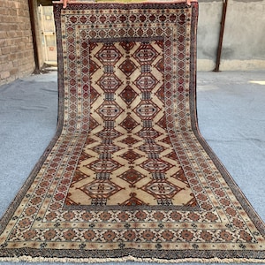 Vintage Baluchi Rug  Afghan Geometric Area Rug, Hand Knotted Wool Rug, High Pile Tribal Rug, Home Decoration Rug Kitchen Rug Bedroom Rug 3x6