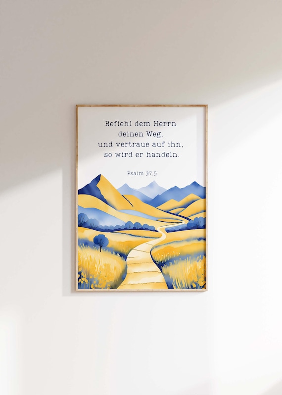 Christliche Poster, Aquarell, Psalm 37, Wanddeko Wohnzimmer, Kunst, Bibelvers, religöse Geschenke, Jesus Boho, Ermutigung, Weihnachten