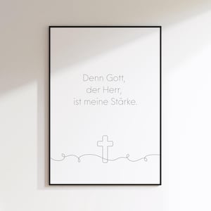 Christian posters, Isaiah 12, God is my strength, Christian gifts, baptism gifts, confirmation, Bible verse poster German, strength