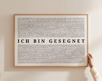 Christian poster landscape format, I am blessed, Christian images digital, Bible verse poster German, baptism, Psalm 23, Christian gift