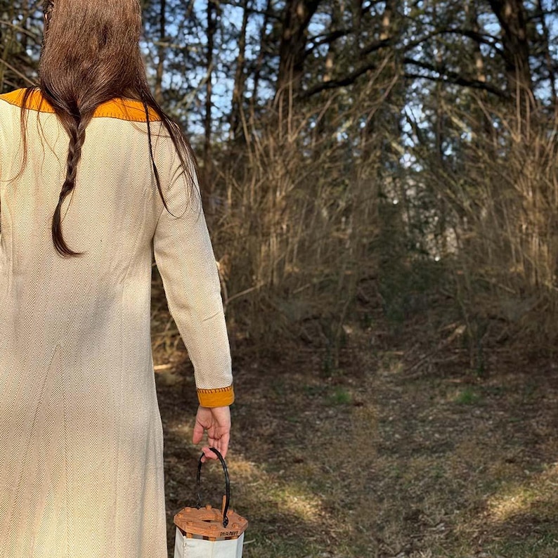 Hand Embroidered Viking Dress, Nordic Rune weave Cotton Over dress image 4