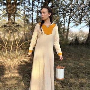 Hand Embroidered Viking Dress, Nordic Rune weave Cotton Over dress image 1