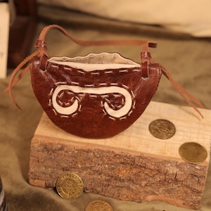 Gokstad Viking Coin Pouch Handmade Leather Wallet Norse Drawstring Bag for Men Authentic Medieval Reenactment Gift Viking Accessory for Him