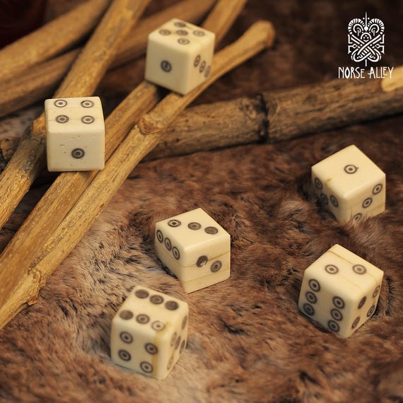 Bone Dice Set – Hand Carved Viking Style 6-Sided