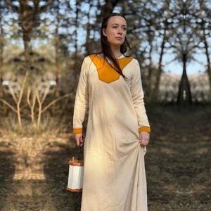 Hand Embroidered Viking Dress, Nordic Rune weave Cotton Over dress image 3