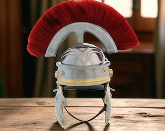 Roman Centurion Helmet Replica: Red Plume, Ancient Warrior Armor