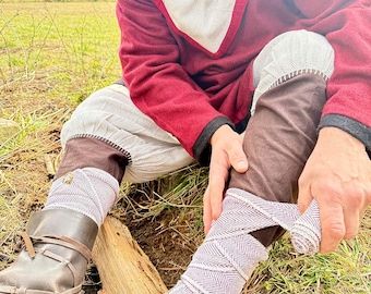 Herringbone Viking Leg Wraps: Cotton Winingas for LARP Reenactment