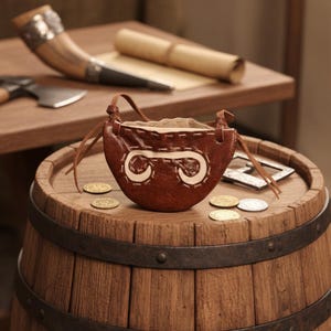 Handmade Leather Viking Coin Pouch: Gokstad Replica Drawstring Wallet