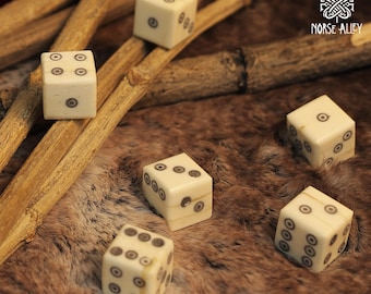 Bone Dice – Set of 6 Viking Style 6-Sided Dice