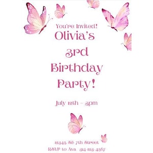 Butterfly Invitation | Butterflies Invitation | Birthday Girl Invitation | Butterfly Invites Templates | Invitations Templates Butterfly