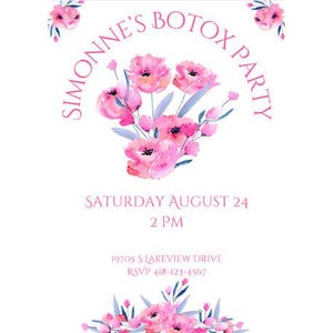 Botox Party Invitation | Botox Party Invite | Botox and Bubbles | Botox Party Flyer Invite | Botox and Filler Party Invitation