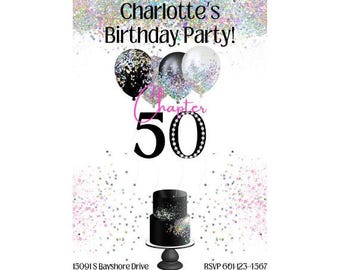Frauen 50. Geburtstagseinladung | Kapitel 50 Einladung | 50. Geburtstag einladen | Einladungen 50 | 50er Jahre lädt ein 50er Geburtstag Party einladen
