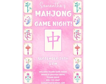 Mahjong Party Invitation | Mahjong Themed Party Invite | Mahjong Game Night Invitation | Ladies Game Night Invitations | Game Night Birthday
