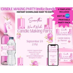 Candle Making Party Bundle | DIY Candle Making Party Printables | Editable Candle Making Party Kit | Printable Candle Making Party Bundle