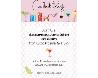 Cocktail Party Invites | Cocktail Party Invitations | Girls Night Out Invitation  | Cocktail Bridal Shower | Girls Night Invitation