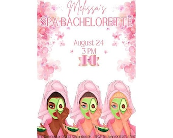 Spa Junggesellinnenabschied lädt | Bach Party Einladungen | Spa-Party Einladungen | Spa Day Einladungen | Junggesellinnenabschied Leinwand | Spa-Vorlagen