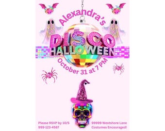 Disco Halloween Invitation | Halloween Party Invites Disco | Disco Halloween Invite | Disco Ball Halloween | Disco Halloween Template
