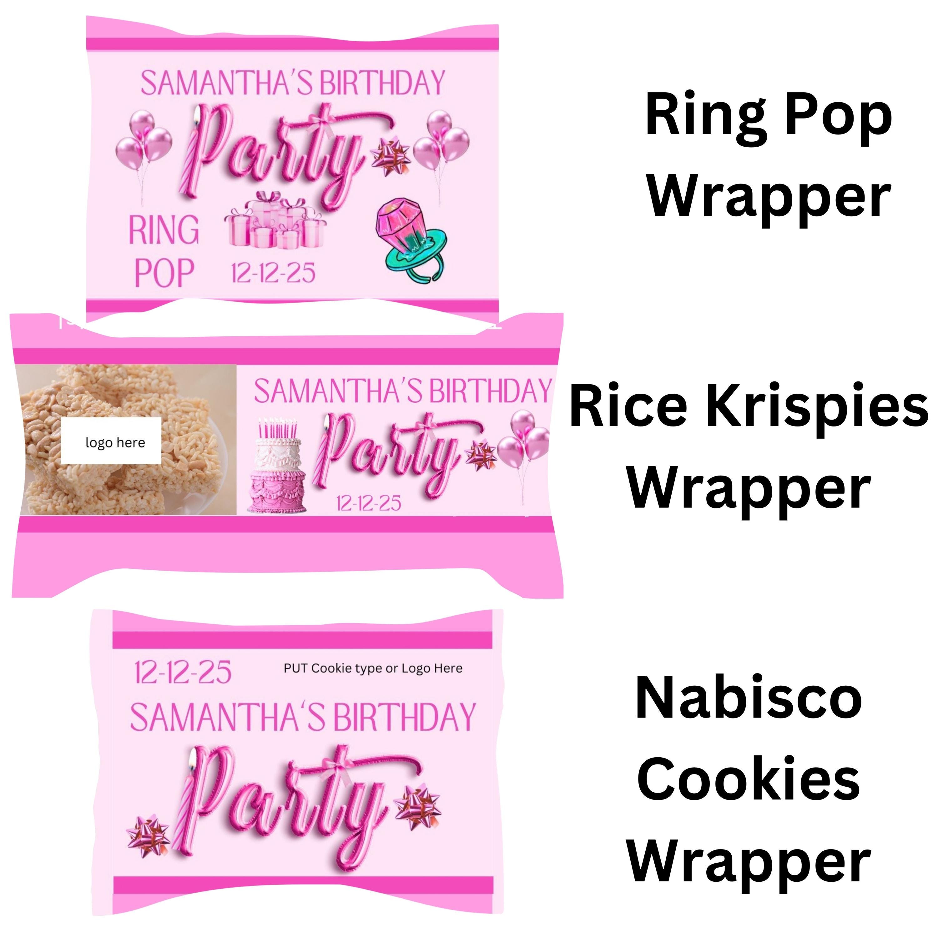 Pink Birthday Invitation Bundle | Customizable Candy Wrappers ...