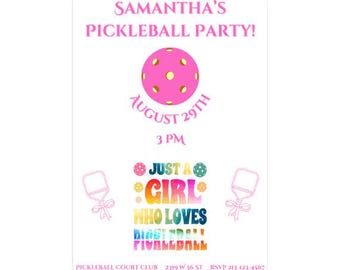 Women's Pickleball Invite | Pickle Ball Party Invite | Girl Pickleball Invitations | Pickle Ball Birthday Party | Pickle Ball Invitation