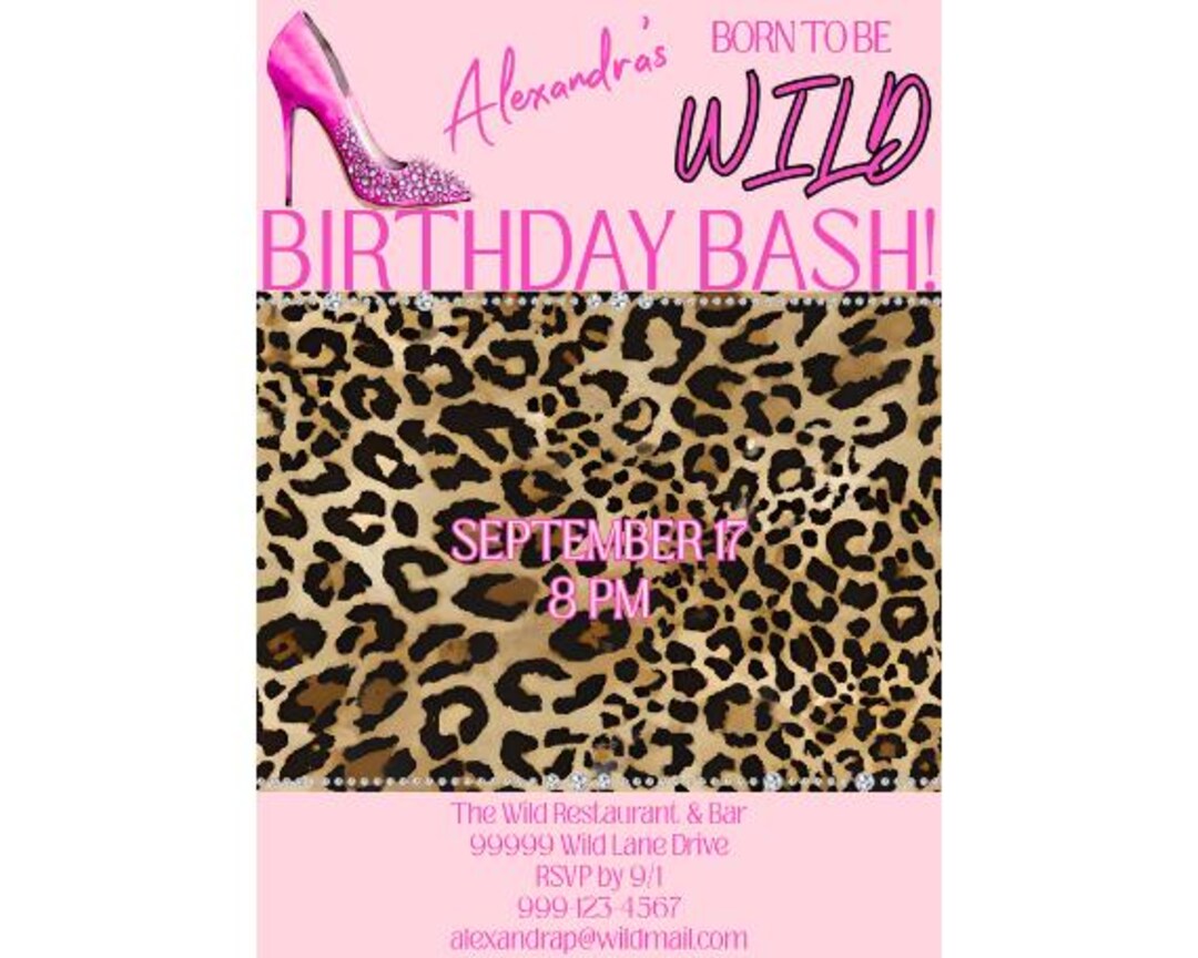Wild Leopard Print Birthday Invite | Leopard Print Invites | Glam ...