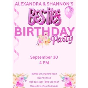 Besties Geburtstags-Party Einladung | BFF Geburtstagsparty | Kombiniert Geburtstagsparty | Beste Freunde-Geburtstags-Party Printable | Rosa BFF einladen