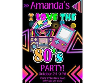 80s Invites | 80s Party Invites | 80s Disco Party | Back to the 80s | Editable Party Canva | 80s Themed Party Invite | 90s Invites