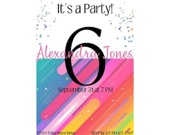 6th Birthday Party Invitations Girls | Girls 6th Birthday Invitations | 6th Birthday Girls | Girl 6th Birthday  Editable Birthday Canva