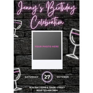 Editable Photo Invitation | Girl&#39;s Birthday Photo Invitation | Woman&#39;s Birthday Invitation | Birthday Invitations Photo | Printable Invite