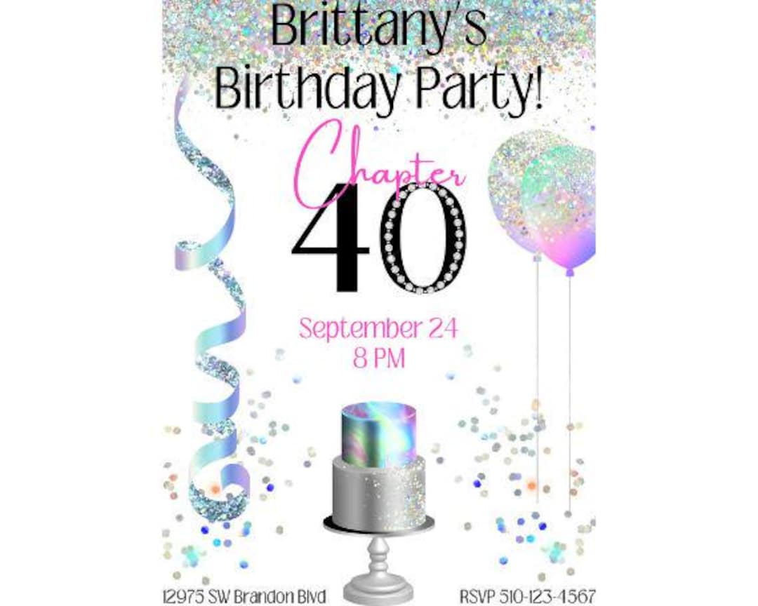 Women's 40th Birthday Invitation | Chapter 40 Invites | 40th Birthday ...