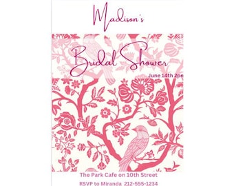 Bridal Shower Invitations Pink | Pink Bridal Shower Invitations | Bridal Shower Invites Floral | Elegant Bridal Shower Invites