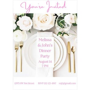 Girl Dinner Party Invitations | Editable Dinner Invitation | Editable Dinner Party | Dinner Invitations | Dinner Party Invitation Template