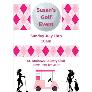 Women&#39;s Golf Invitations | Girl Golf Invitation | Girl Golf Party Invitation | Girl&#39;s Birthday Invitation Golf | Pink Golf Party Invitations