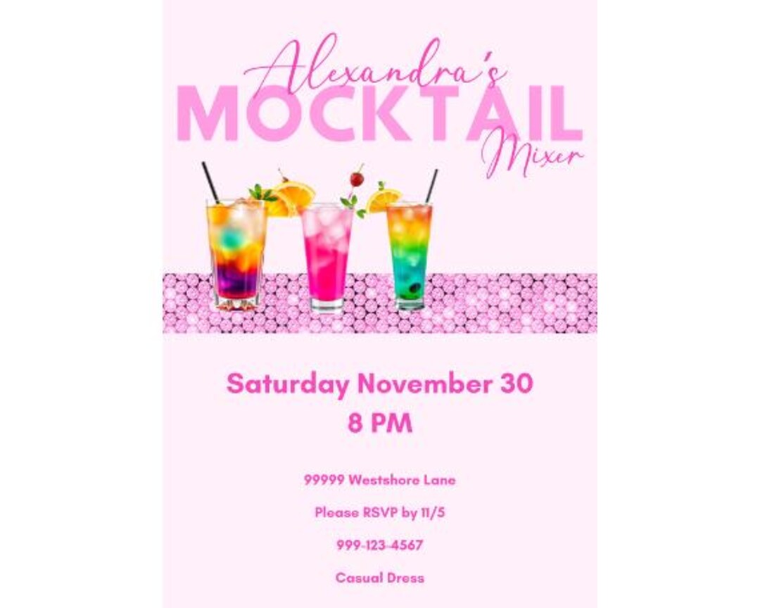 Mocktail Party Invitation | Mocktail Mixer Party Invitation | Girls ...