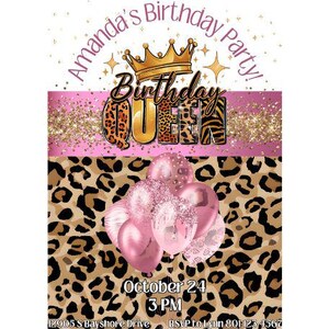 Leopard Print Invites | Glam Birthday Party Invites | Leopard Print Invitation | Leopard Invites | Pink Leopard Invites | Girls Party Invite