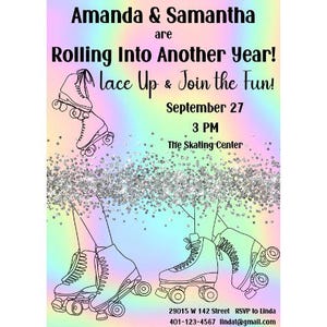 Skating Party Invite | Girl Roller Skating Invitation | Roller Skating Birthday Party | Roller Skating Party Invitation | Joint Party Invite