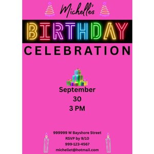 Neon Birthday Party Invitation | Editable Birthday Invite | Neon Glow Celebration Card | Digital Download | Pink Neon Birthday PDF