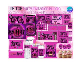 Tik Tok Bundle | Tik Tok Invitation Bundle | Tik Tok Party Bundle | Tik Tok Templates | Tik Tok Birthday Girl | Tik Tok Party Decorations