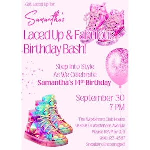 Sneaker Ball Invite | Pink Sneaker Ball Invitation | Sneaker Ball Invitation Pink | Sneaker Ball Invitation Template|Sneaker Birthday Invite