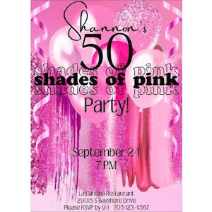 50 Shades of Pink Einladung | JEDES ALTER | 40 Shades of Pink Einladung | 30 Schattierungen von Pink | 25 Schattierungen von Pink | 16 Shades of Pink Einladen