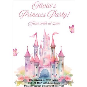 Castle Invites | Princess Birthday Party Invite | Girl Princess Party | Birthday Invite Princess | Princess Party Invitation