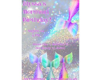 Cute Mermaid Invitations | Unique Mermaid Invitations | Mermaid Birthday Invitations | Editable Mermaid Invitations | Printable Mermaid