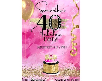 40e uitnodigingen | 40e verjaardagsuitnodiging vrouwen | 40 uitnodigingen | Uitnodiging voor 40e verjaardagsfeestje | Uitnodiging voor 40e feest | 40e verjaardag vrouwen