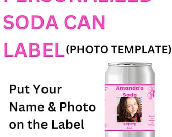Soda Can Template Label | Soda Can Photo Label | Can Labels Printable | Personalized Photo Labels | Custom Photo Labels | Seltzer Can Labels