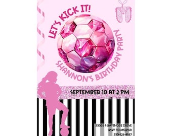 Girls Soccer Party Invitation | Girls Soccer Invitation | Soccer Party Invitation | Girls Soccer Birthday Invitation | Soccer Birthday Girls