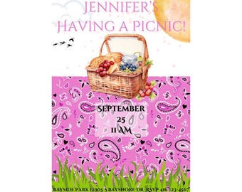 Picnic Invitation Editable | Picnic Birthday Party Invitation | Picnic Party Invitation Templates | Picnic Birthday Invitation